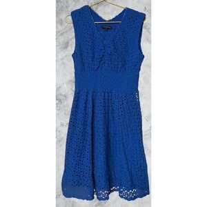 Chris McLaughlin Royal Blue Lace Smocked Waist V-Neck Dress Womens 14 R1D902L13C
